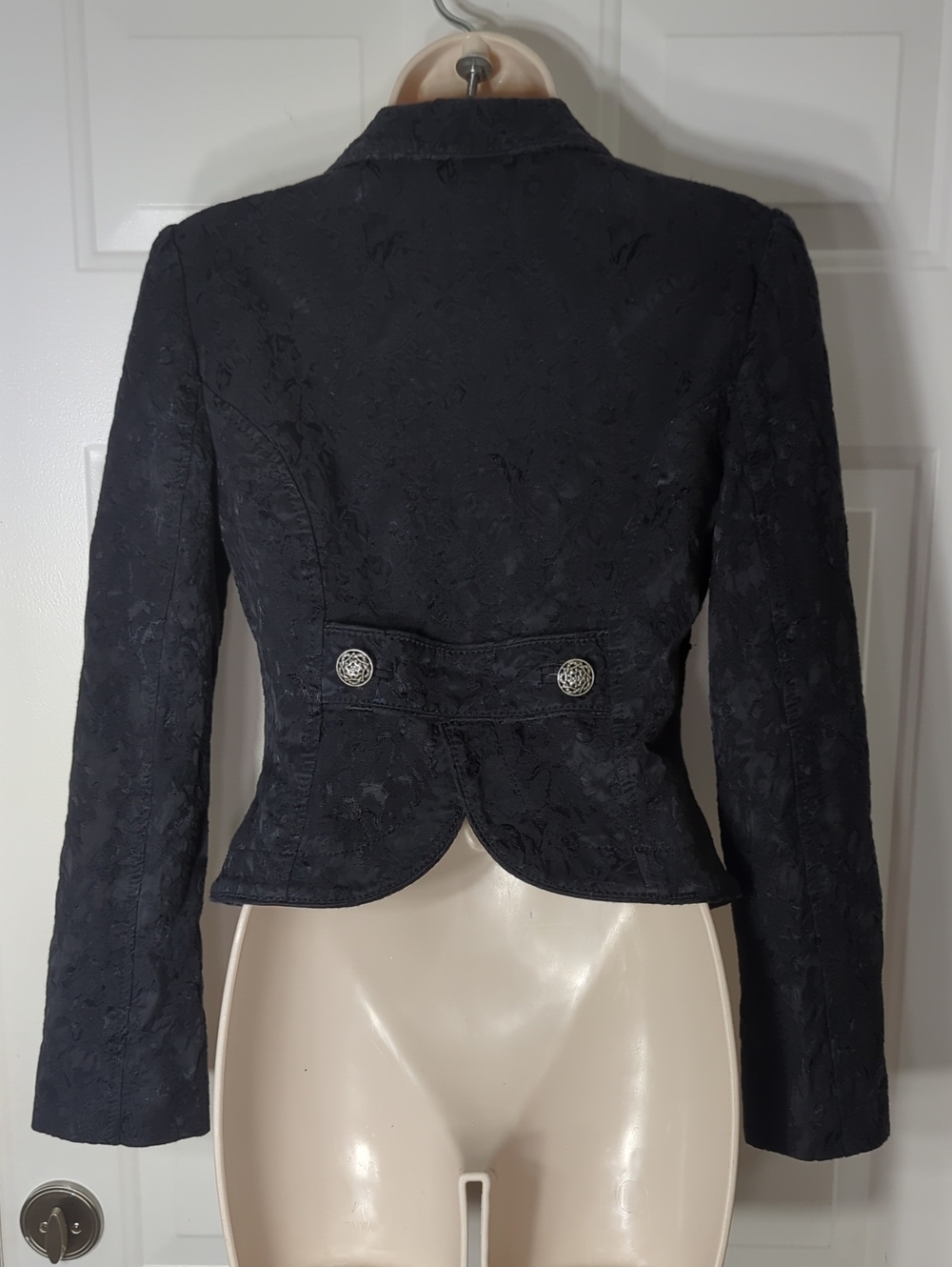 Vintage Y2K Bebe Blazer Jacket Floral Jacquard Brocade Cherub Lining - Picture 2 of 14